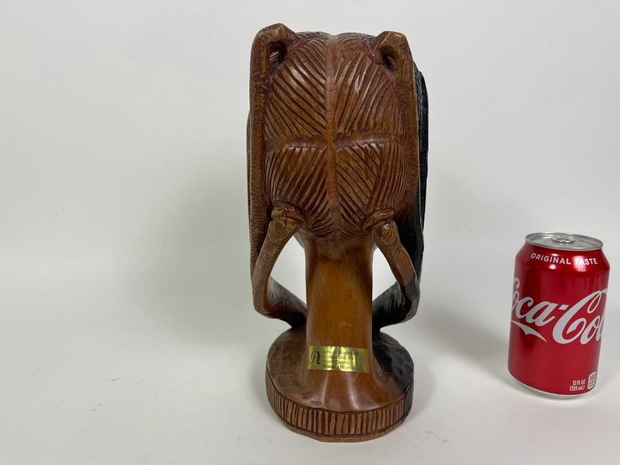 Vintage Hand Carved Wood Bust Of Woman Made In Nigeria African 5.5W X 6.5D X 11H [Photo 6]