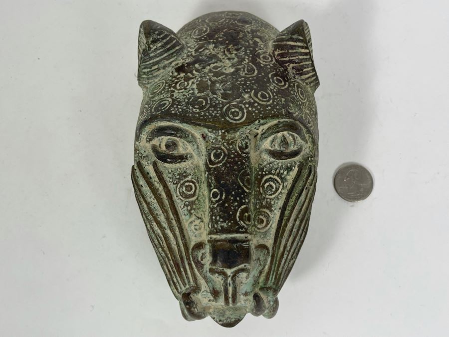 Vintage Benin African Panther Sculpture 4W X 7.5H [Photo 4]