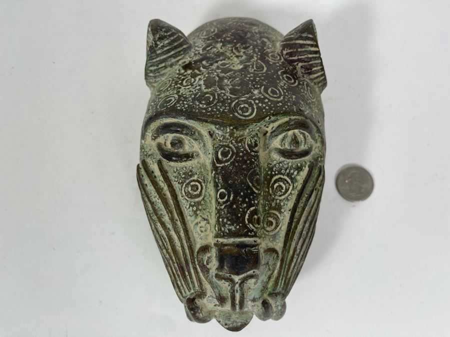 Vintage Benin African Panther Sculpture 4W X 7.5H [Photo 2]
