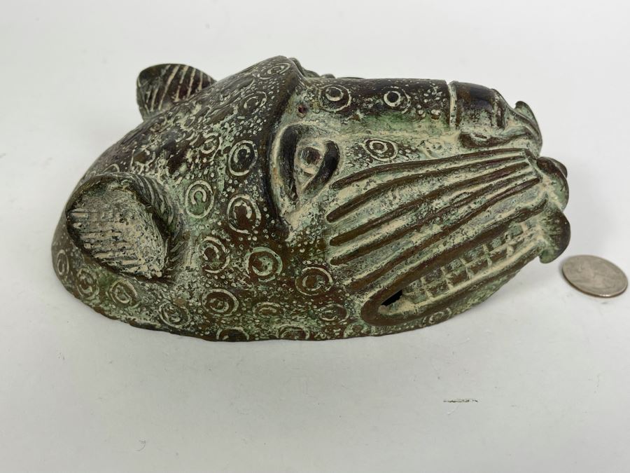 Vintage Benin African Panther Sculpture 4W X 7.5H [Photo 7]