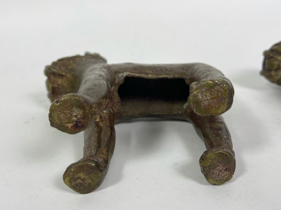 Vintage Pair Of Benin African Panther Sculptures Apx 6H [Photo 10]