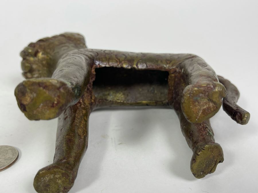 Vintage Pair Of Benin African Panther Sculptures Apx 6H [Photo 11]