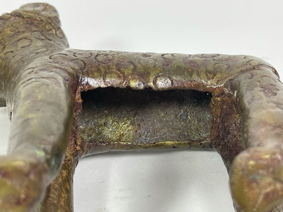 Vintage Pair Of Benin African Panther Sculptures Apx 6H [Photo 12]