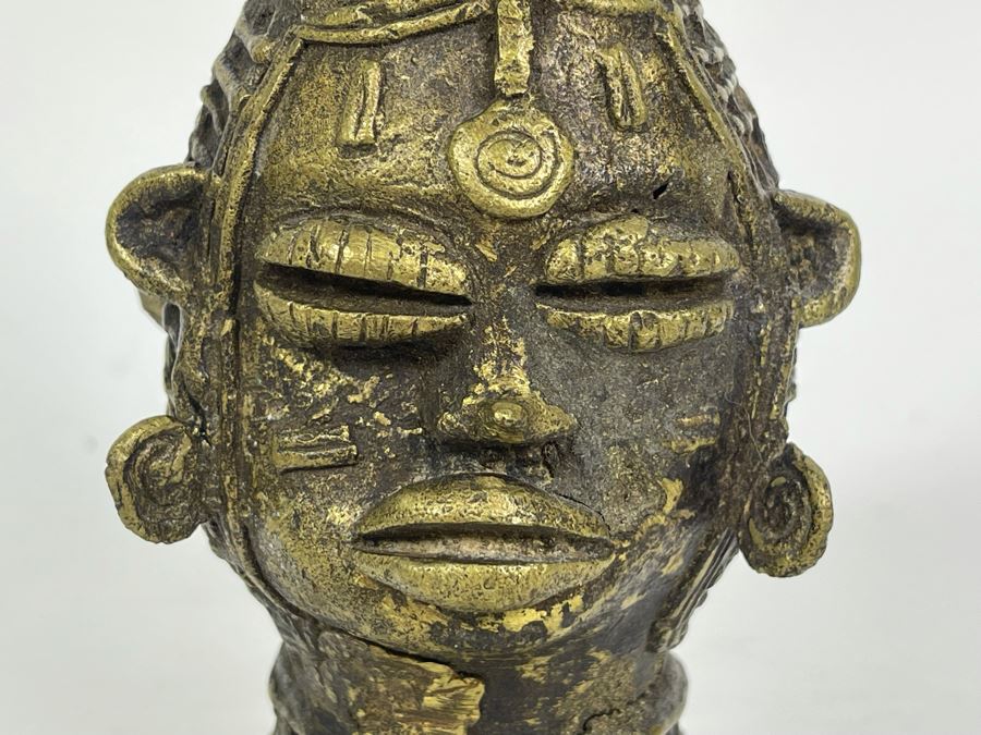 Vintage Benin African Two Face Head Sculpture 8.25H [Photo 5]
