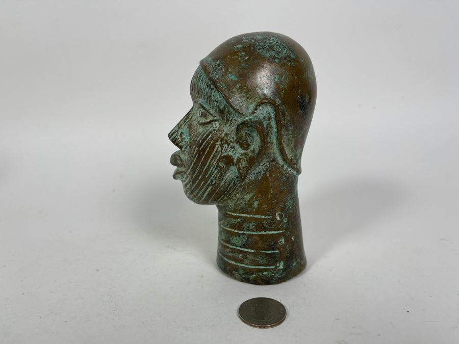 Vintage Benin African Face Head Sculpture 5.5H [Photo 6]