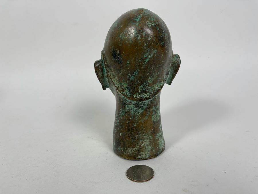 Vintage Benin African Face Head Sculpture 5.5H [Photo 5]
