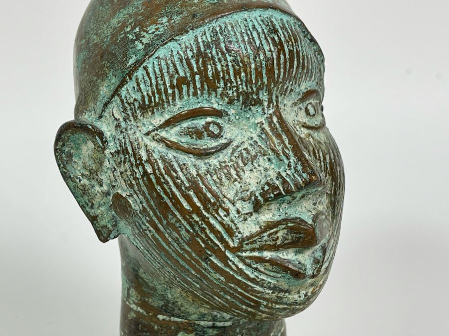 Vintage Benin African Face Head Sculpture 5.5H [Photo 7]