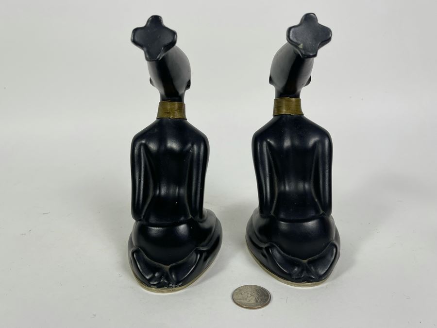 Pair Of Art Deco African Woman Sculptures 3W X 4D X 6.5H [Photo 8]