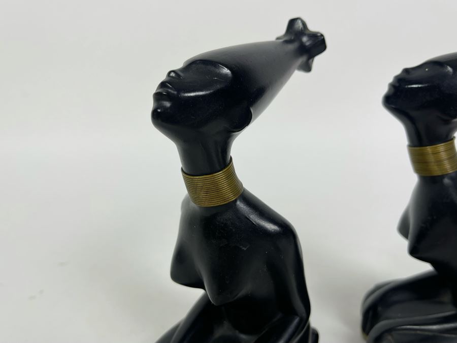 Pair Of Art Deco African Woman Sculptures 3W X 4D X 6.5H [Photo 10]