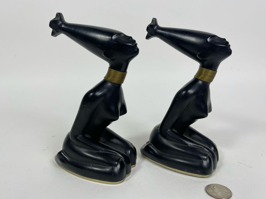 Pair Of Art Deco African Woman Sculptures 3W X 4D X 6.5H [Photo 2]