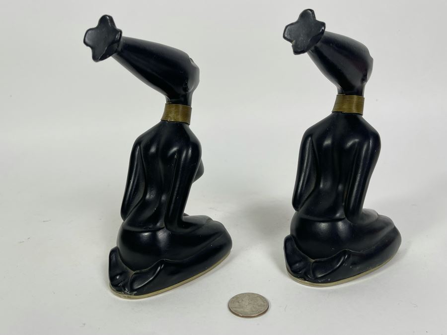 Pair Of Art Deco African Woman Sculptures 3W X 4D X 6.5H [Photo 7]