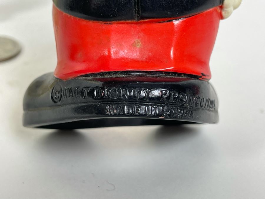 Vintage Vinyl Mickey Mouse Bank 6H And Metal Mickey Mouse Figurine [Photo 5]