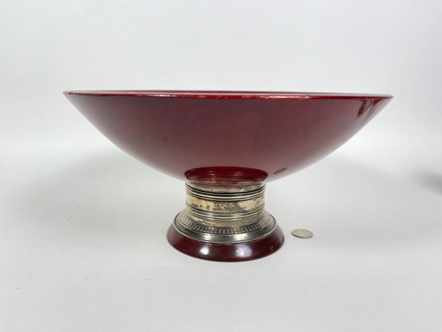 Wallace Sterling Silver Footed Centerpiece Wooden Bowl 12.5W X 6.25H [Photo 2]