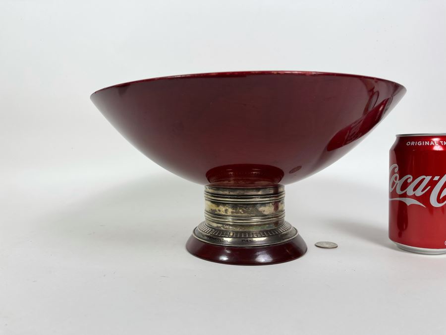Wallace Sterling Silver Footed Centerpiece Wooden Bowl 12.5W X 6.25H [Photo 3]