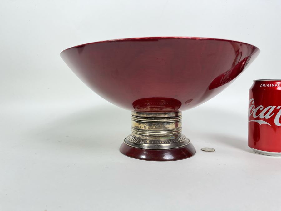 Wallace Sterling Silver Footed Centerpiece Wooden Bowl 12.5W X 6.25H [Photo 4]