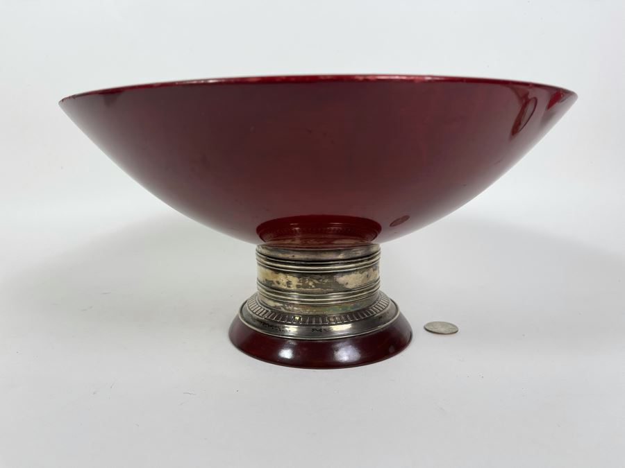 Wallace Sterling Silver Footed Centerpiece Wooden Bowl 12.5W X 6.25H [Photo 6]