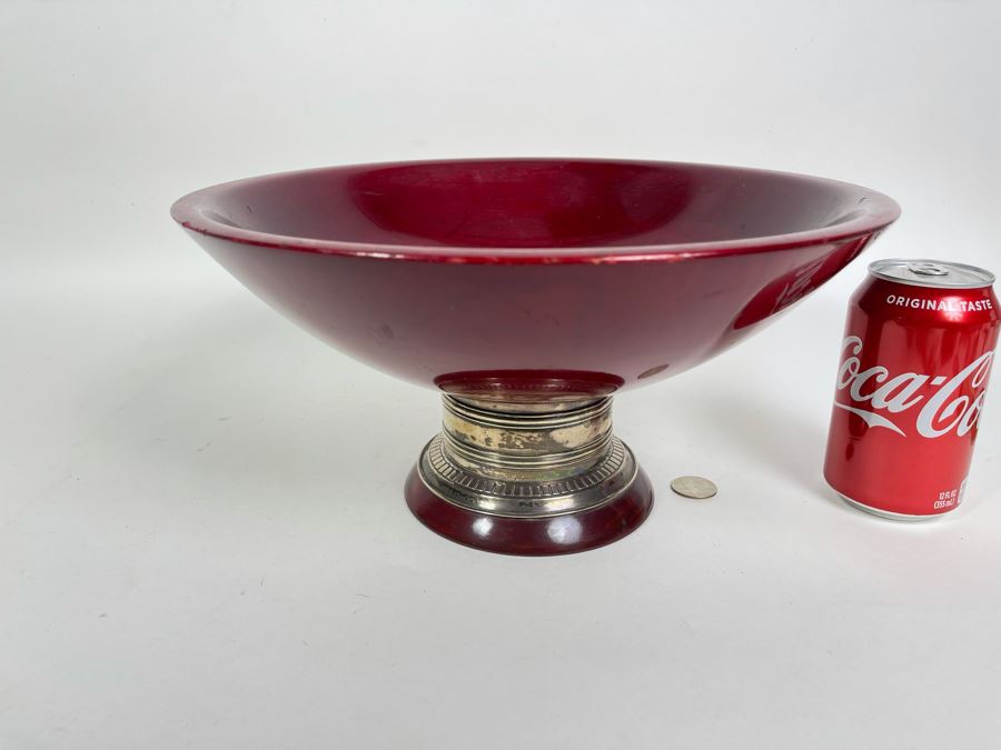 Wallace Sterling Silver Footed Centerpiece Wooden Bowl 12.5W X 6.25H [Photo 5]