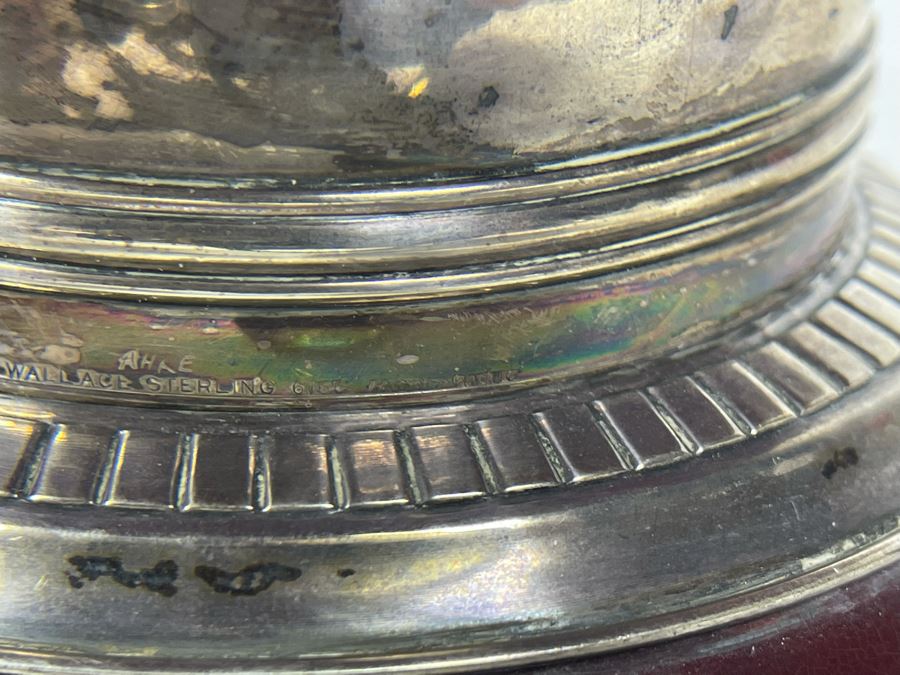 Wallace Sterling Silver Footed Centerpiece Wooden Bowl 12.5W X 6.25H [Photo 10]