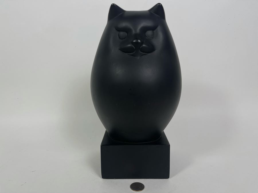 Museum Of Fine Arts Boston Black Ceramic Fat Cat Sculpture 12H [Photo 2]