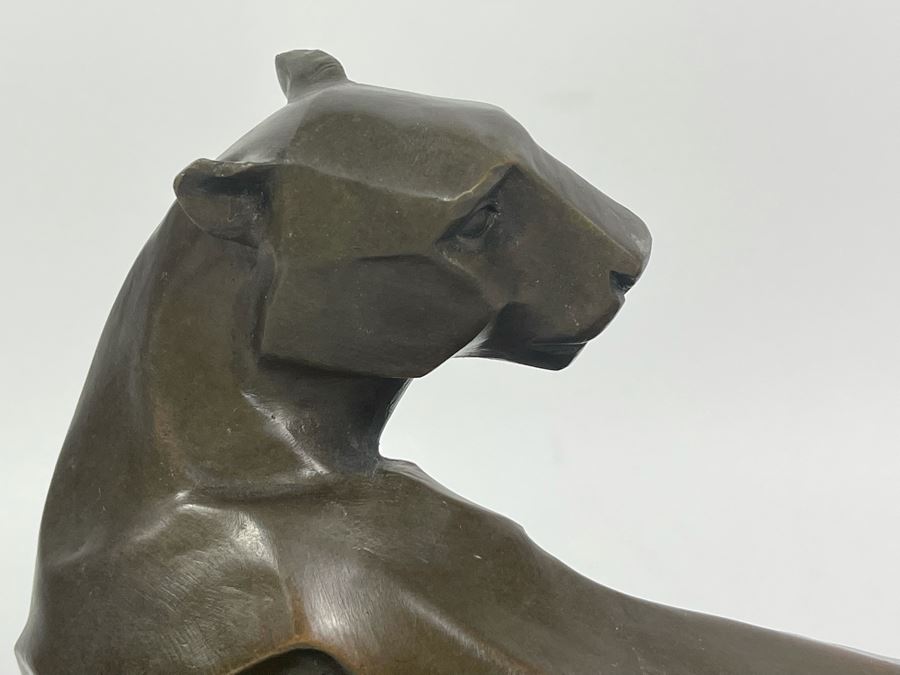Henry Moore Art Deco Mountain Lion Panther Bronze Signed H. Moore 11W X 6D X 6H [Photo 10]