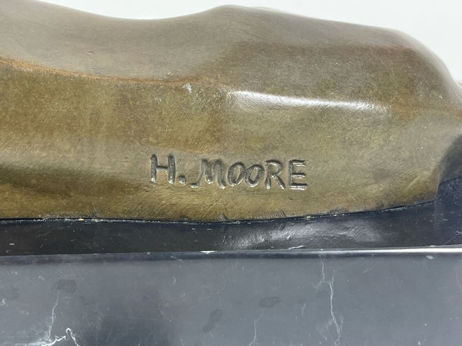 Henry Moore Art Deco Mountain Lion Panther Bronze Signed H. Moore 11W X 6D X 6H [Photo 9]