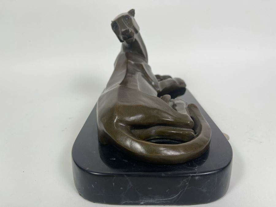 Henry Moore Art Deco Mountain Lion Panther Bronze Signed H. Moore 11W X 6D X 6H [Photo 6]
