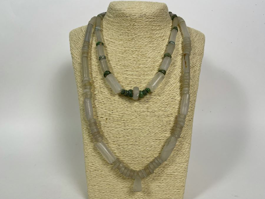 Pair Of Sea Glass Bead Necklaces With Designer 14K Gold Clasps [Photo 3]