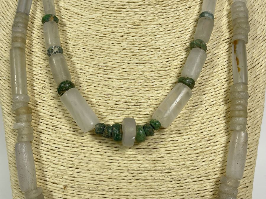 Pair Of Sea Glass Bead Necklaces With Designer 14K Gold Clasps [Photo 4]