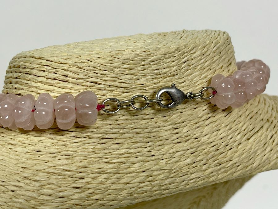 Carved Rose Quartz Bead 20' Necklace 13mm Beads [Photo 5]