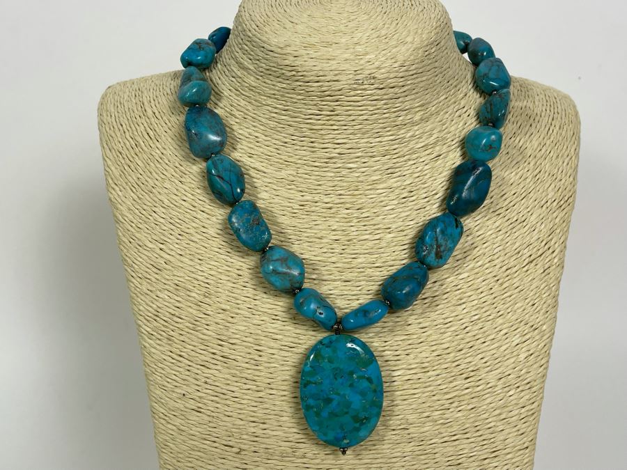 Enhanced Turquoise 16'-18' Necklace With Sterling Silver Clasp [Photo 2]