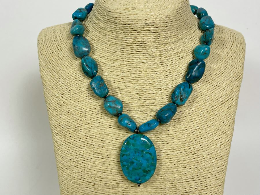 Enhanced Turquoise 16'-18' Necklace With Sterling Silver Clasp [Photo 4]