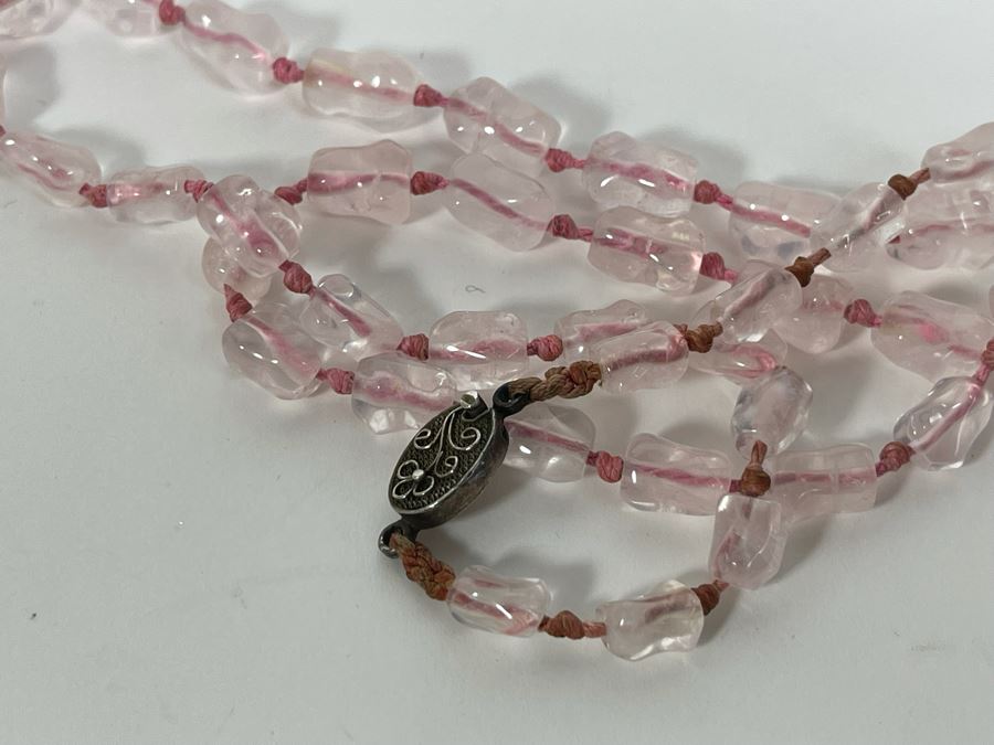 Baroque Rose Quartz 26' Necklace With Sterling Silver Clasp 10-6mm [Photo 6]