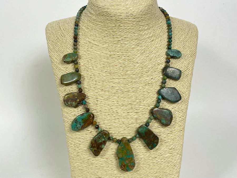 Chinese Turquoise 18'-20' Necklace With Sterling Silver Clasp [Photo 1]
