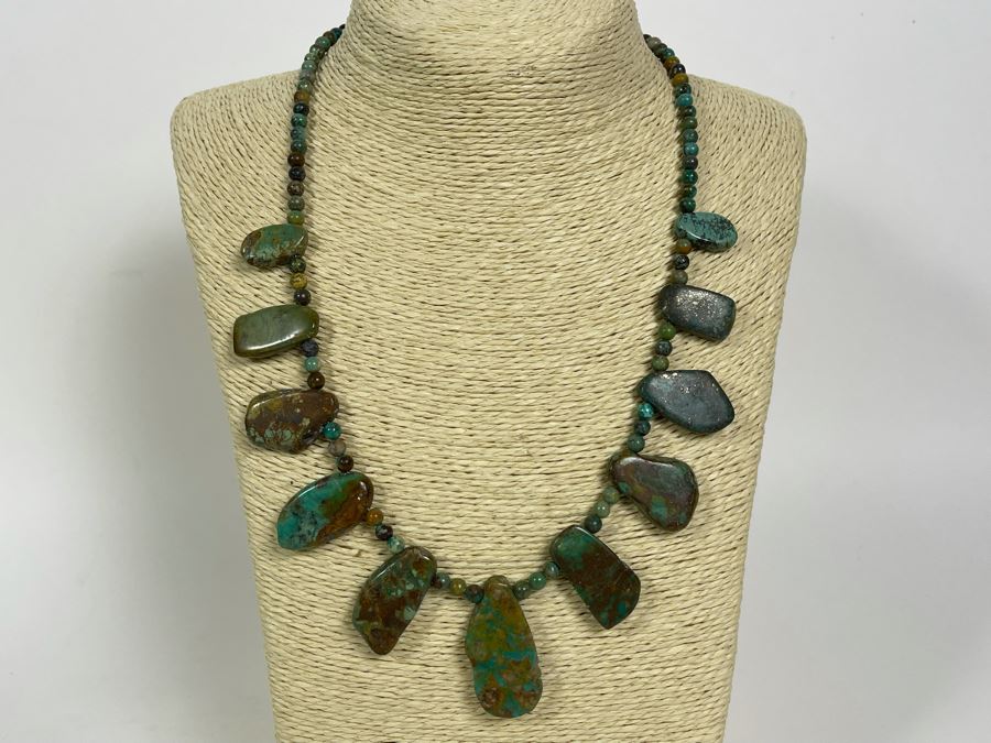 Chinese Turquoise 18'-20' Necklace With Sterling Silver Clasp [Photo 2]