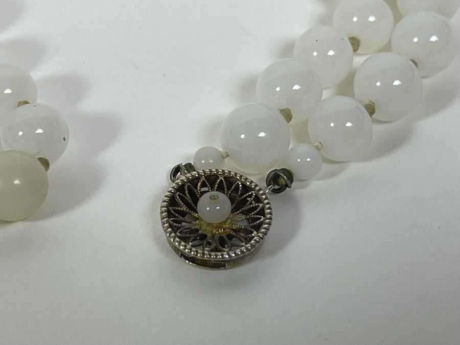 Old Handmade Double Jadeite 7' Bracelet With Sterling Silver Clasp 7.5mm Beads [Photo 5]