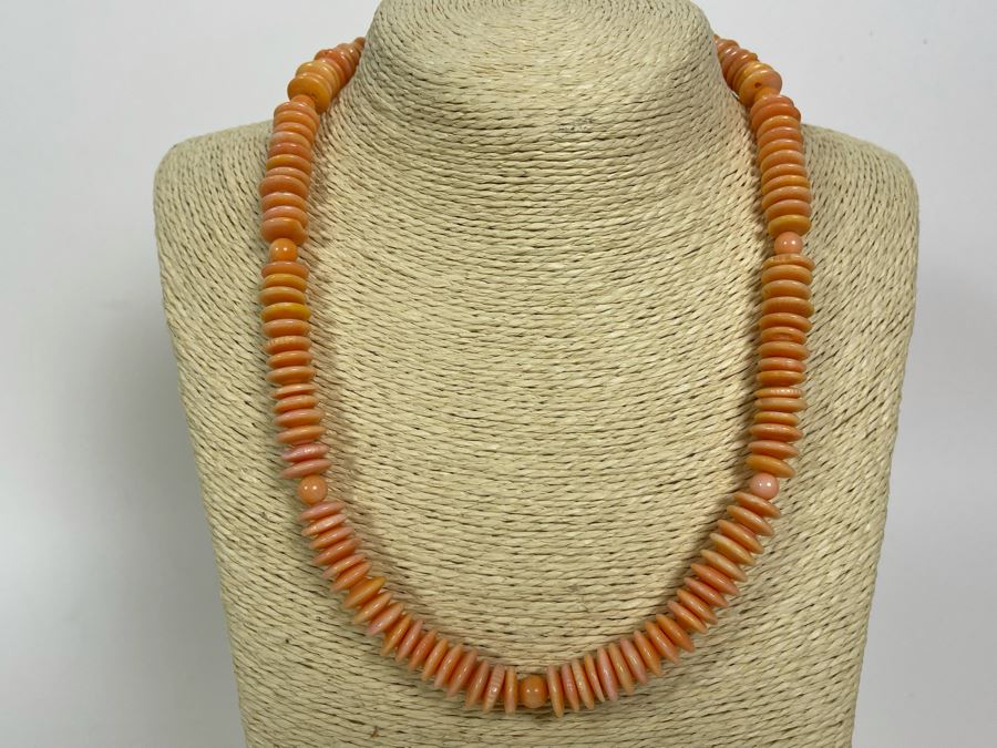 Orange Coral Bead 17'-20' Necklace 10mm Enhanced Beads [Photo 3]