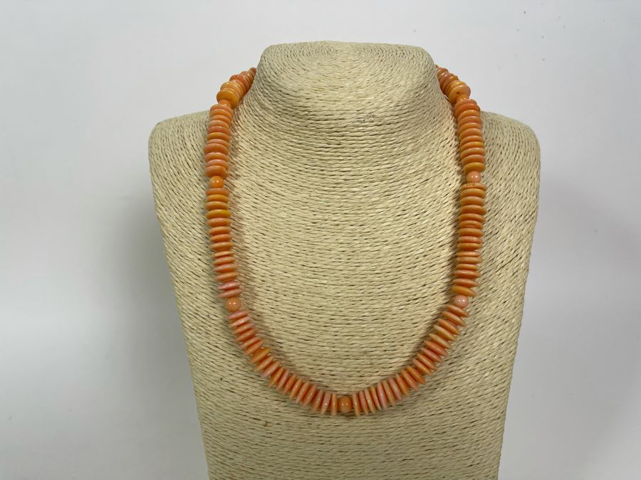 Orange Coral Bead 17'-20' Necklace 10mm Enhanced Beads [Photo 2]