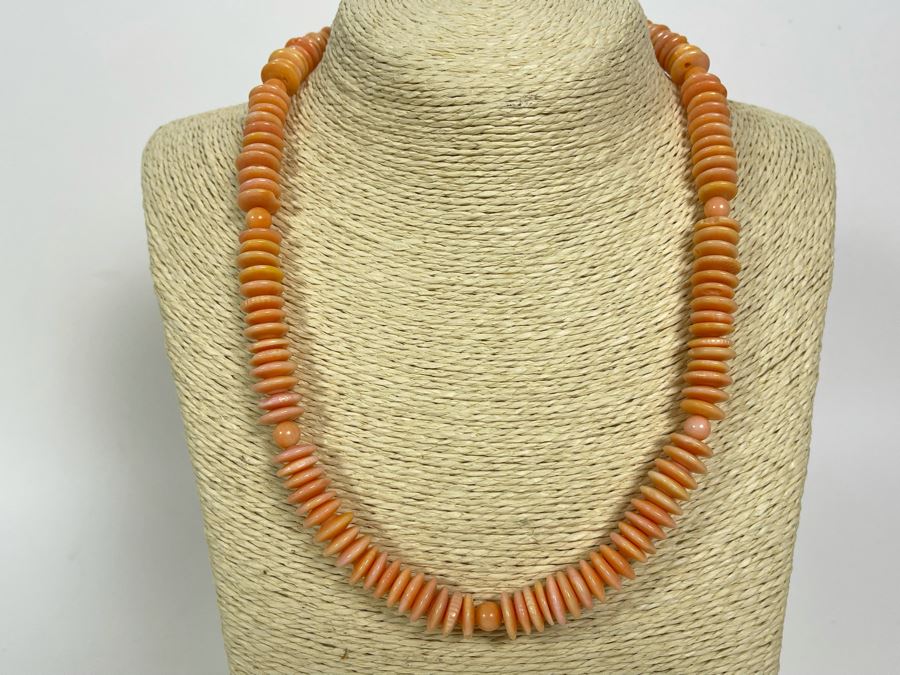 Orange Coral Bead 17'-20' Necklace 10mm Enhanced Beads [Photo 1]
