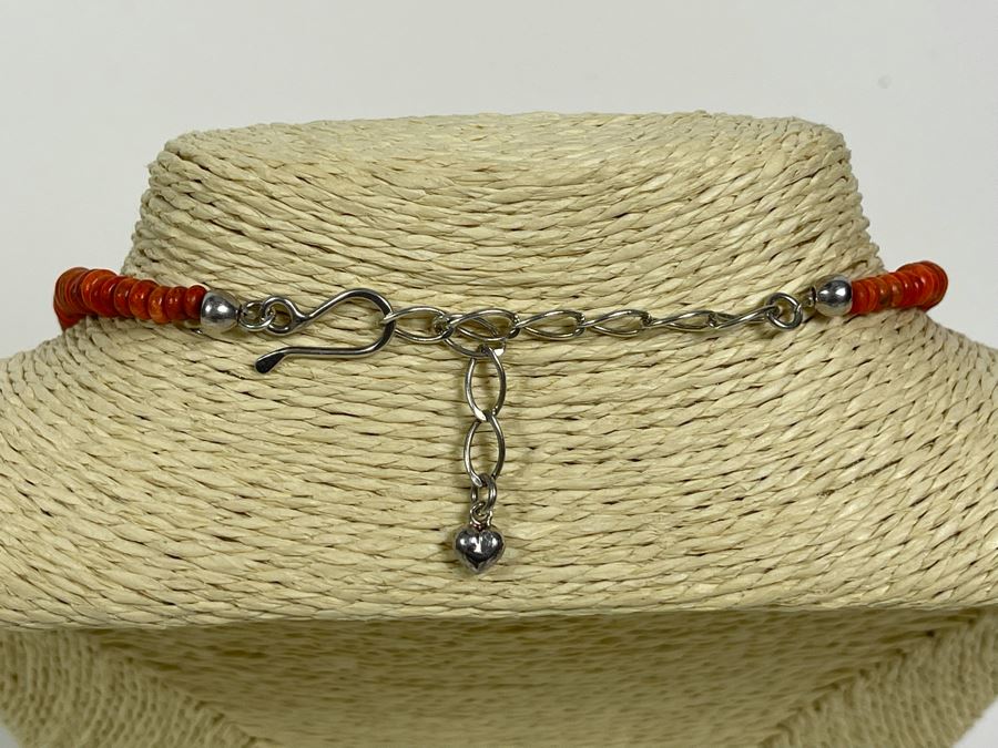 Spiny Oyster Bead 17'-19' Necklace With Sterling Silver Clasp 16mm-4.5mm [Photo 6]