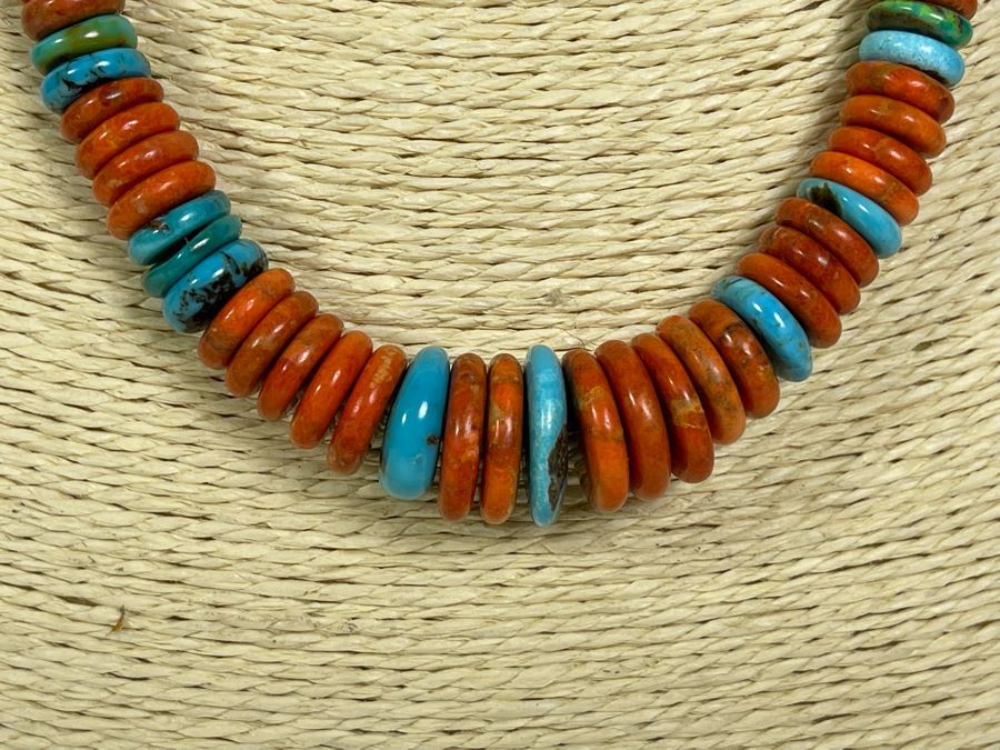 Spiny Oyster Bead 17'-19' Necklace With Sterling Silver Clasp 16mm-4.5mm [Photo 4]