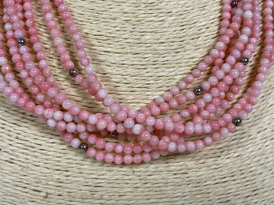 Dyed Angel Skin Coral 17'-20' Necklace With Extension Sterling Silver Clasp [Photo 4]