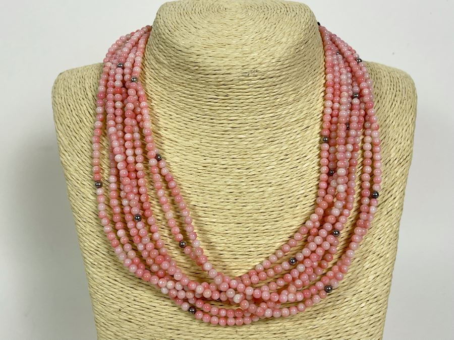 Dyed Angel Skin Coral 17'-20' Necklace With Extension Sterling Silver Clasp