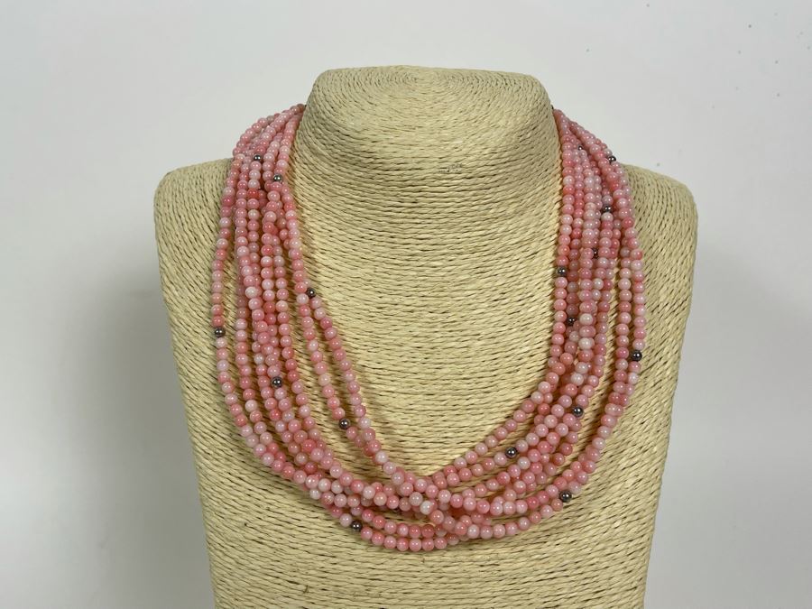 Dyed Angel Skin Coral 17'-20' Necklace With Extension Sterling Silver Clasp [Photo 3]