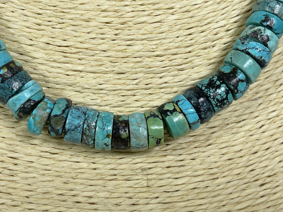 Chinese Hubei Turquoise 17' Necklace Apx 12mm Beads [Photo 4]