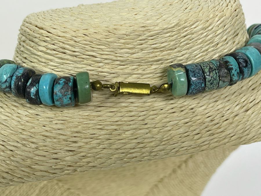 Chinese Hubei Turquoise 17' Necklace Apx 12mm Beads [Photo 5]