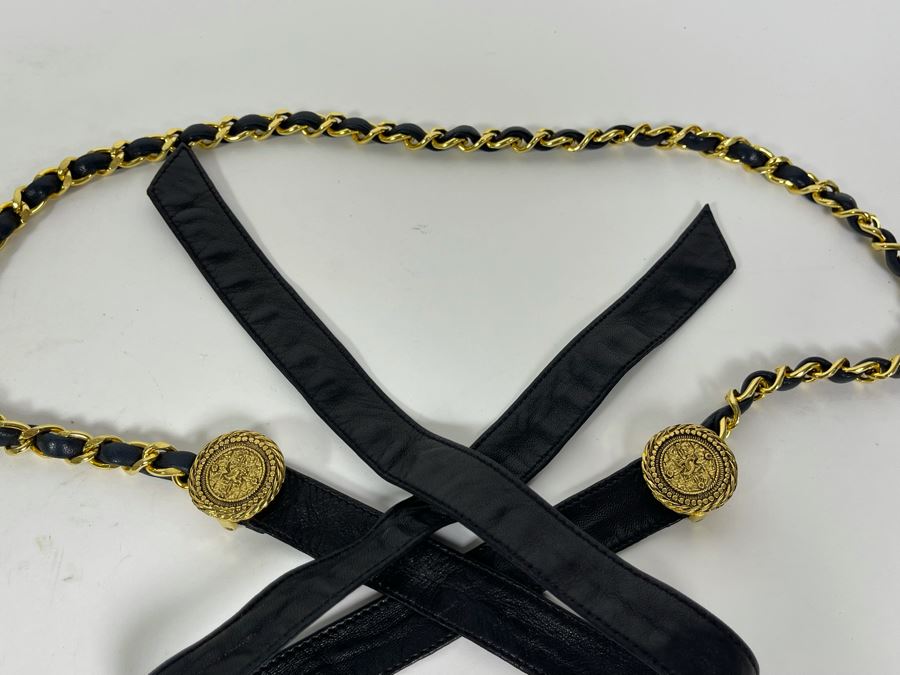 Chanel Leather And Gold Chain Belt Size 32 [Photo 4]