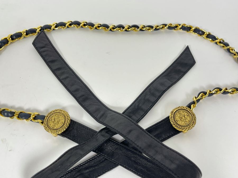 Chanel Leather And Gold Chain Belt Size 32 [Photo 5]
