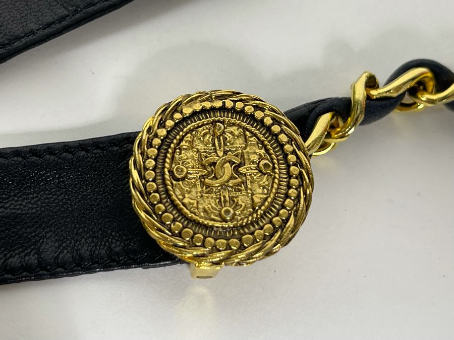 Chanel Leather And Gold Chain Belt Size 32 [Photo 6]