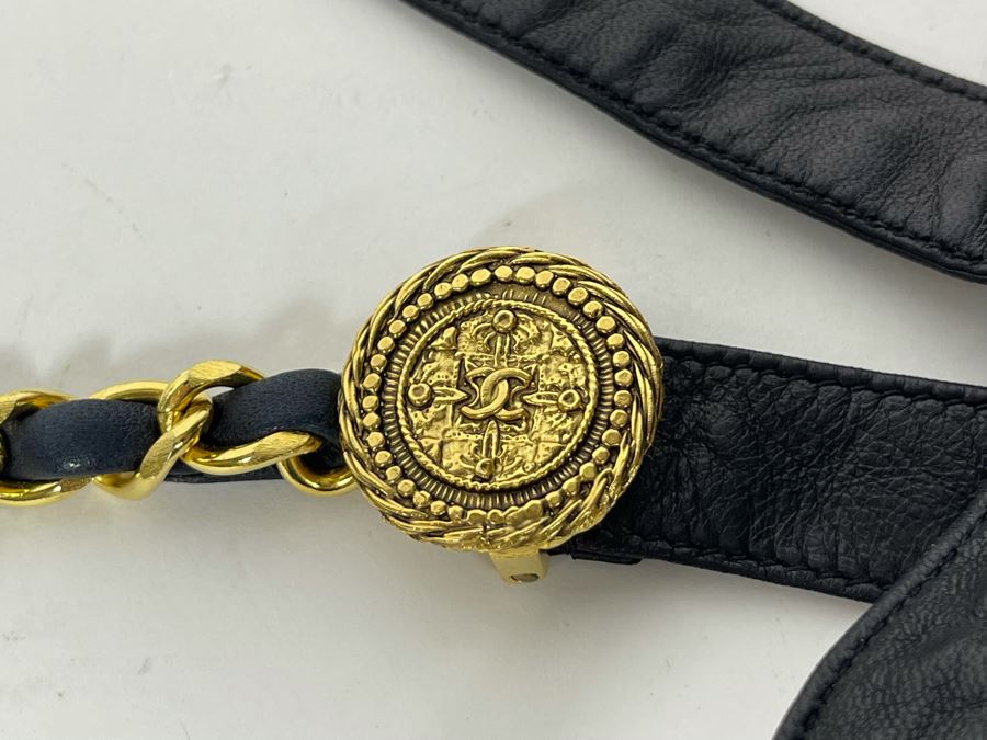 Chanel Leather And Gold Chain Belt Size 32 [Photo 7]