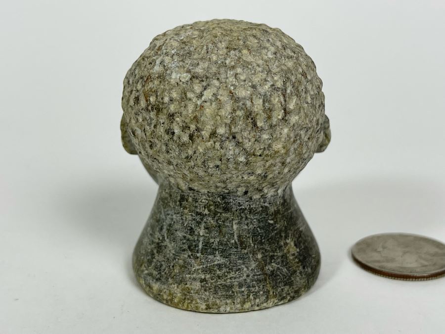 Old African Carved Green Stone Head Sculpture 1.75W X 2H [Photo 5]